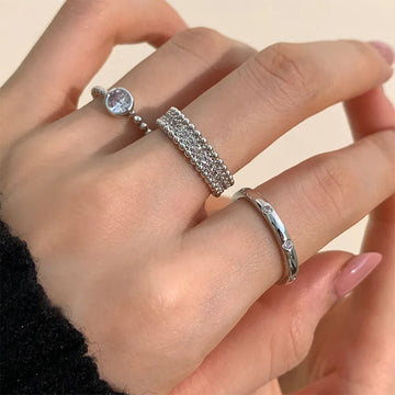 DAIIIBABYYY  -  Trend Silver Color Rings Set for Women Narrow Simple Minimalist Open Adjustable Finger Rings Fashion Band Female Bijoux